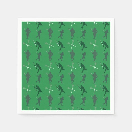 Grüne Lacrosse-Silhouetten Serviette (Vorderseite)