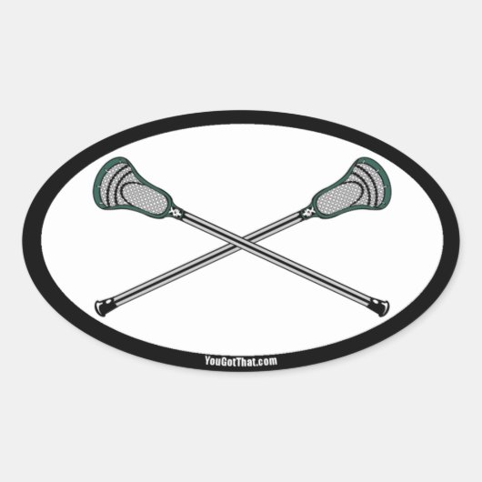 Grüne Lacrosse Sticks Ovaler Aufkleber (Vorderseite)
