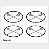 Grüne Lacrosse Sticks Ovaler Aufkleber (Blatt)
