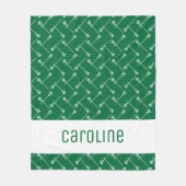 Grüne Lacrosse Weiße Sticks Gemustert Fleecedecke (Vorderseite)