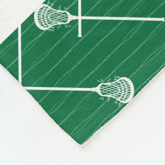 Grüne Lacrosse Weiße Sticks Gemustert Fleecedecke (Ecke)