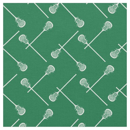 Grüne Lacrosse Weiße Sticks Gemustert Stoff (Nahaufnahme)