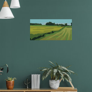Grüne Landschaft auf dem Lande Poster