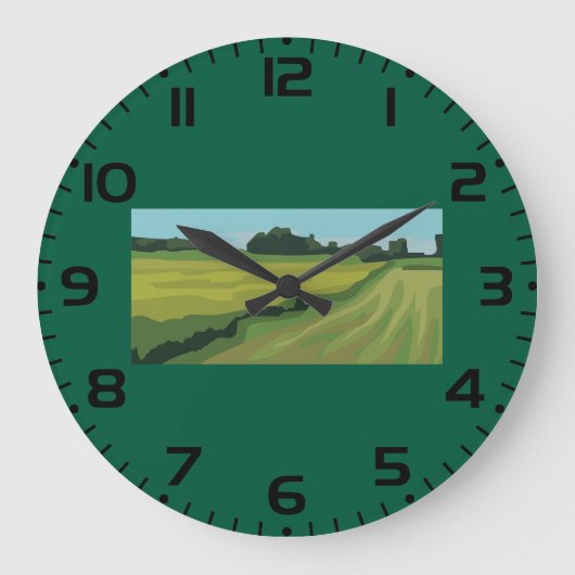 Grüne Landschaft Große Wanduhr (Vorderseite)