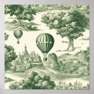 Grüne Landschaft Heißluftballon Toile (4) Poster