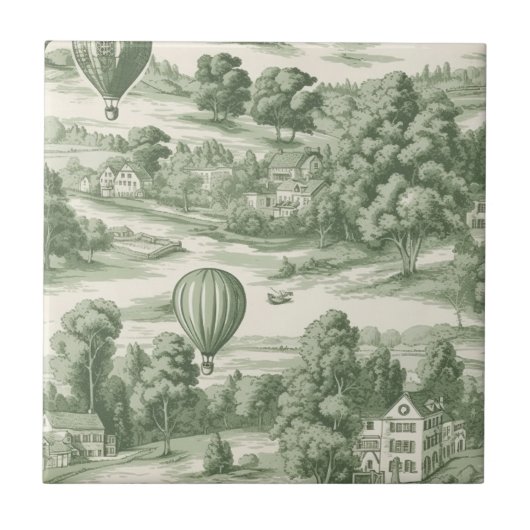 Grüne Landschaft Heißluftballon Toile (6) Fliese (Vorderseite)