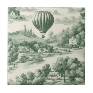 Grüne Landschaft Heißluftballon Toile (9) Fliese