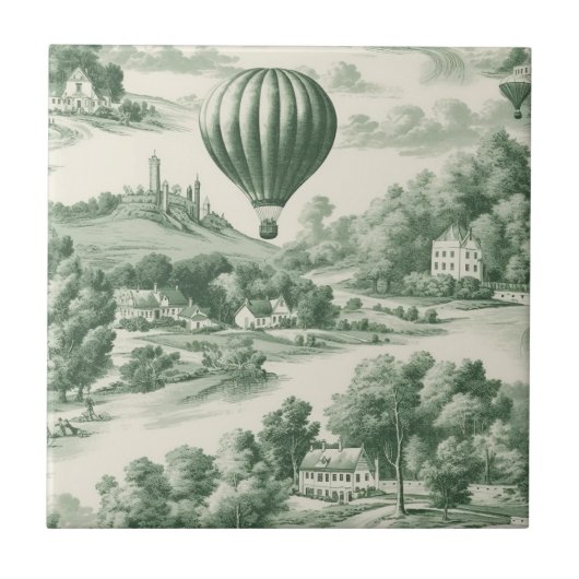 Grüne Landschaft Heißluftballon Toile (9) Fliese (Vorderseite)