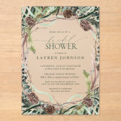 Grüne Landschaft Pinecone Brautparty Acryleinladungen (Vorderseite)