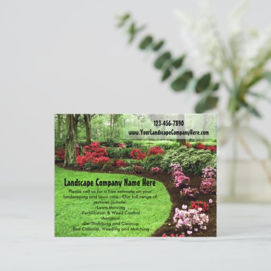 Grüne Landschaft und Pflegegeschäft Postkarte (Stehend Vorderseite)