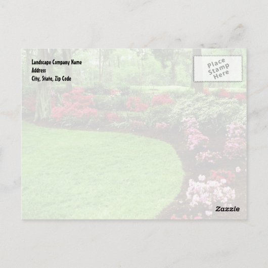 Grüne Landschaft und Pflegegeschäft Postkarte (Rückseite)