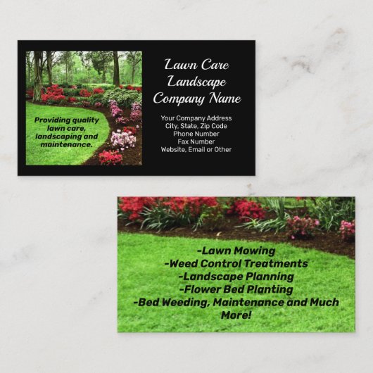 Grüne Landschaft und Pflegegeschäft Visitenkarte (Vorne/Hinten)