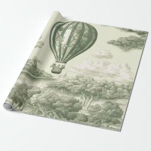 Grüne Landtoilette Heißluftballon Geschenkpapier