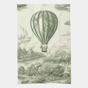 Grüne Landtoilette Heißluftballon Geschirrtuch