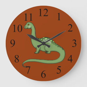 Grüne Langhals-Dinosaurier-Kinder-Wanduhr Große Wanduhr