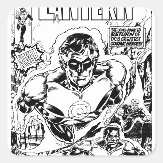 Grüne Lanterneien, schwarz und weiß Quadratischer Aufkleber (Vorderseite)