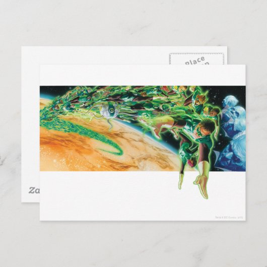 Grüne Lanterns fliegen im Weltraum Postkarte (Vorne/Hinten)