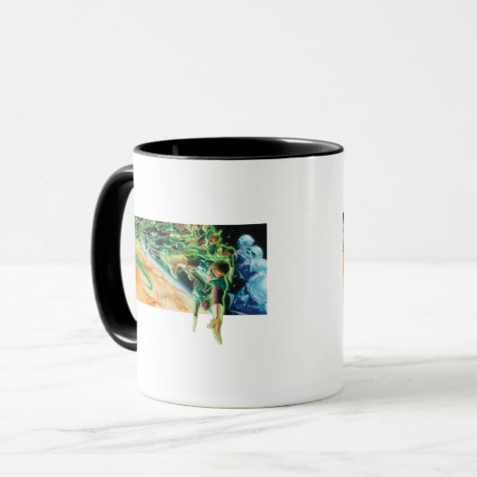 Grüne Lanterns fliegen im Weltraum Tasse (Vorderseite Links)