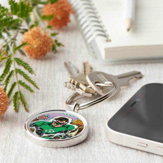 Grüne Lanterns fliegen Schlüsselanhänger (Seite)