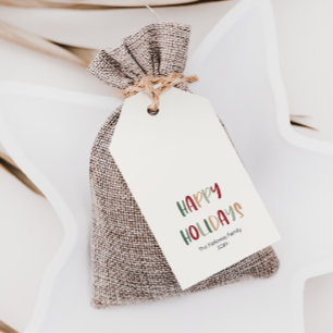 Grüne Lässige Happy Holidays Gift Tags Geschenkanhänger