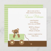 Grüne Lastwagen-Bärn-Babyparty Einladung (Vorne/Hinten)