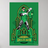 Grüne Laterne auf dekorativem Hintergrund Poster (Vorne)