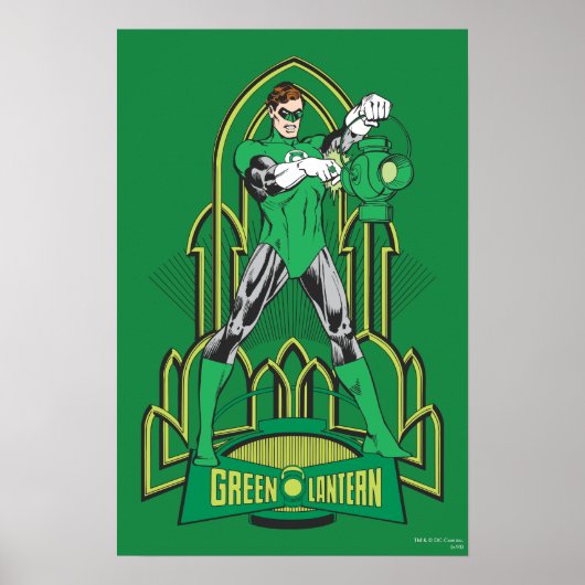 Grüne Laterne auf dekorativem Hintergrund Poster (Vorne)