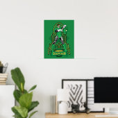 Grüne Laterne auf dekorativem Hintergrund Poster (Heimbüro)