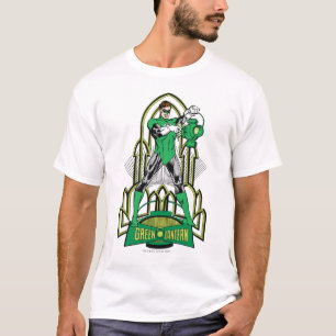 Grüne Laterne auf dekorativem Hintergrund T-Shirt