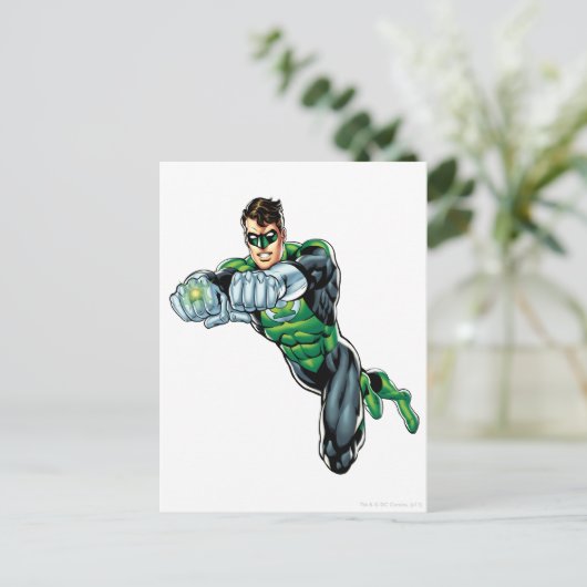 Grüne Laterne - Comic, beide Arme nach vorne Postkarte (Stehend Vorderseite)