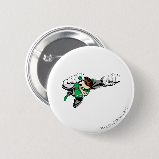 Grüne Laterne - Comic, nach rechts fliegend Button (Vorne & Hinten)