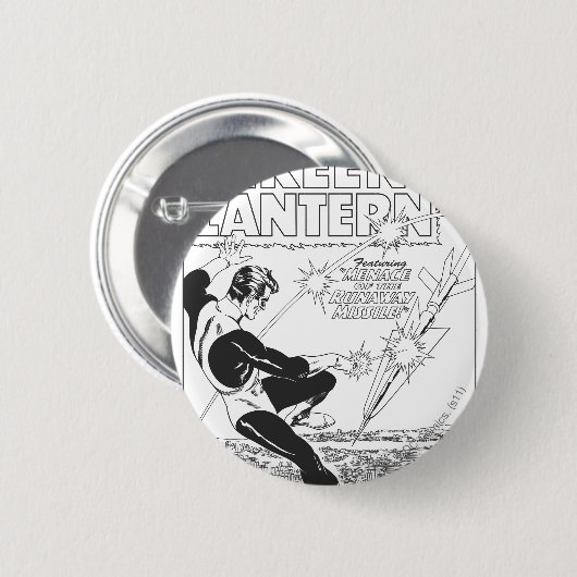 Grüne Laterne - Durchgehen-Rakete, Schwarzweiss Button (Vorne & Hinten)
