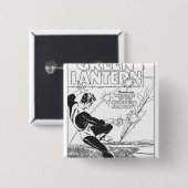 Grüne Laterne - Durchgehen-Rakete, Schwarzweiss Button (Vorne & Hinten)