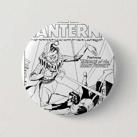 Grüne Laterne gegen den Clown, Schwarzweiss Button (Vorderseite)