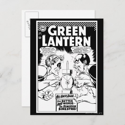 Grüne Laterne gegen Sinestro, Schwarzweiss Postkarte (Vorne/Hinten)