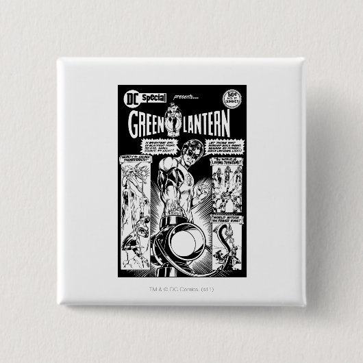 Grüne Laterne - Grün schattiertes Comic, schwarz Button (Vorderseite)
