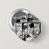 Grüne Laterne - Grün schattiertes Comic, Schwarzes Button (Vorne & Hinten)