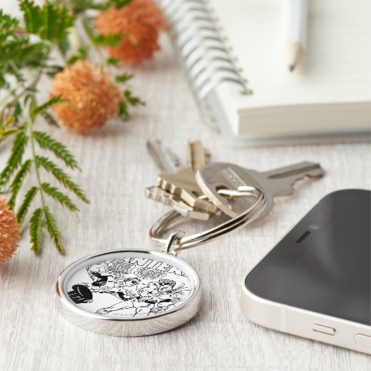 Grüne Laterne im Ring, Schwarz und Weiß Schlüsselanhänger (Seite)