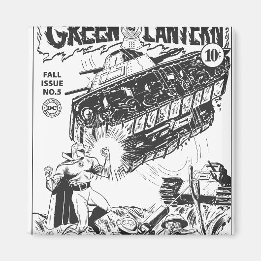 Grüne Laterne in den Gräben, Schwarz und Weiß Magnet (Vorne)