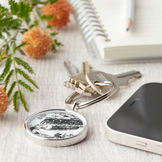 Grüne Laterne in den Gräben, Schwarz und Weiß Schlüsselanhänger (Seite)