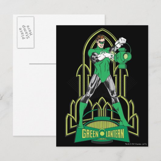 Grüne Laterne mit Buchstaben Postkarte (Vorne/Hinten)