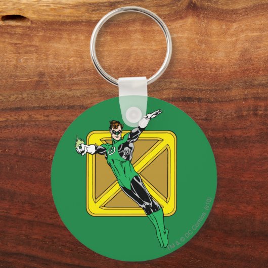 Grüne Laterne mit Hintergrund Schlüsselanhänger (Vorderseite)