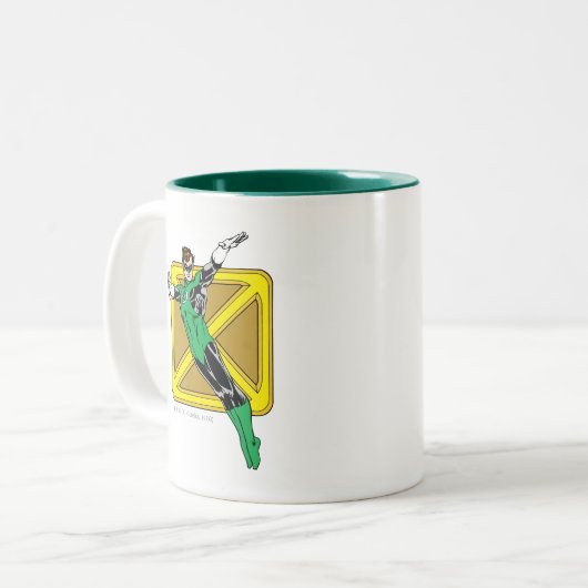 Grüne Laterne mit Hintergrund Zweifarbige Tasse (Vorderseite Links)