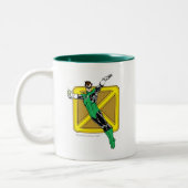 Grüne Laterne mit Hintergrund Zweifarbige Tasse (Links)