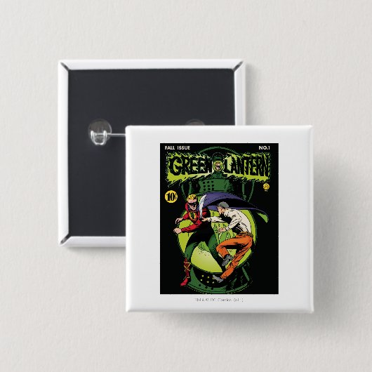 Grüne Laterne mit Kap im Kampf Button (Vorne & Hinten)