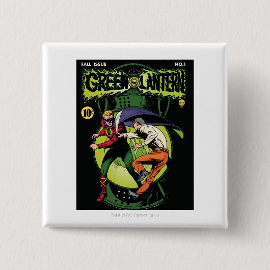 Grüne Laterne mit Kap im Kampf Button (Vorderseite)
