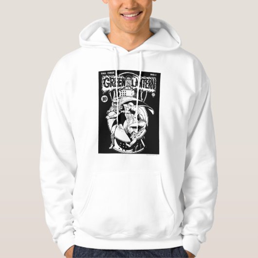 Grüne Laterne mit Kap im Kampf, Schwarz und Weiß Hoodie (Vorderseite)