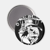 Grüne Laterne mit Kap im Kampf, Schwarz und Weiß Magnet (Vorderseite/Rückseite)