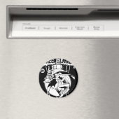 Grüne Laterne mit Kap im Kampf, Schwarz und Weiß Magnet (In Situ (Geschirrspüler))