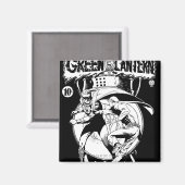 Grüne Laterne mit Kap im Kampf, Schwarz und Weiß Magnet (Vorderseite/Rückseite)